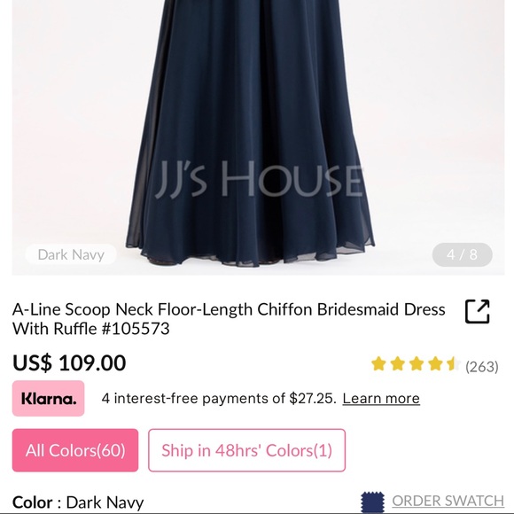 Navy blue floor length bridesmaids dress - Picture 8 of 8